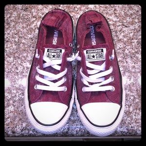 Maroon slip on vans size 8